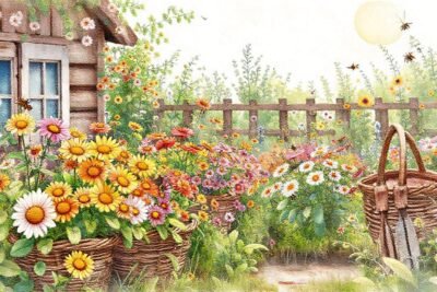 Flores comestibles adornan un jardín soleado