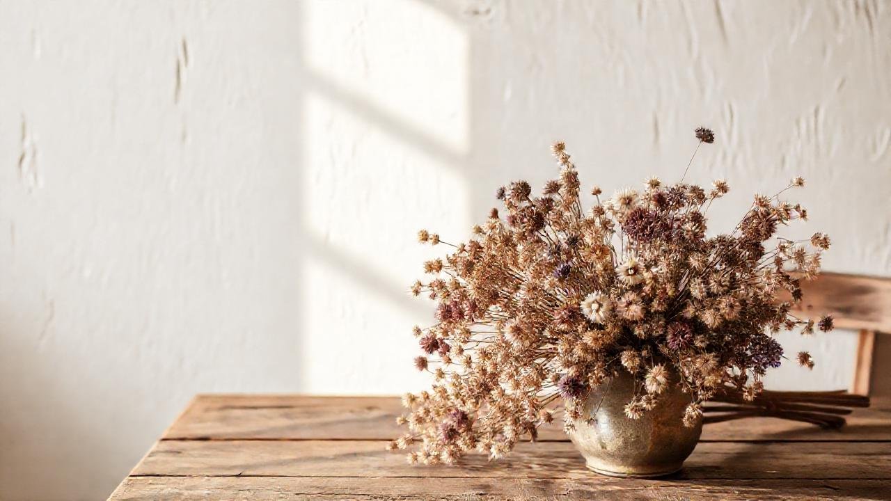 Un ramo floral seco crea calma