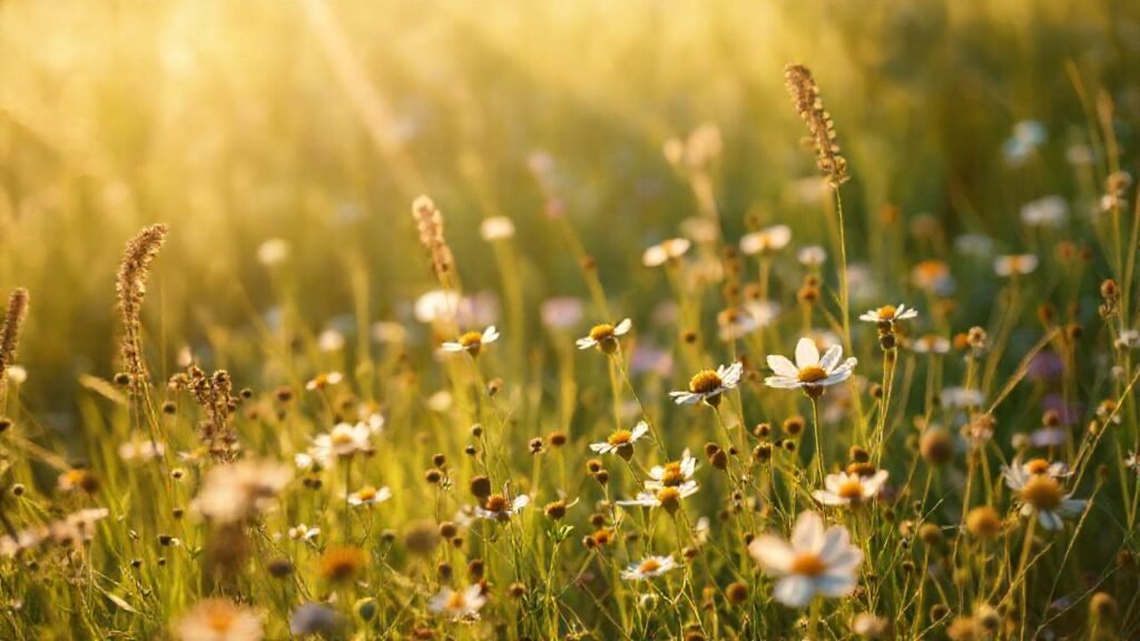 Prado soleado y delicado