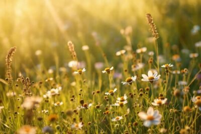 Prado soleado y delicado