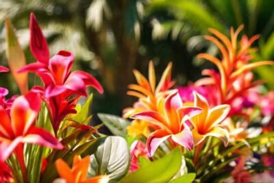 Flores tropicales celebran un día soleado